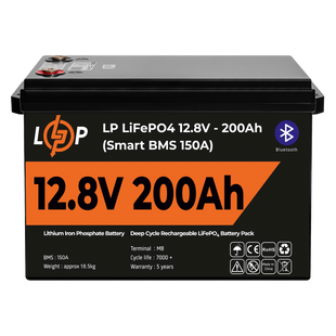 Акумулятор LP LiFePO4 12V (12,8V) - 200 Ah (2560Wh) (Smart BMS 150А) з BT пластик lp_20198 фото