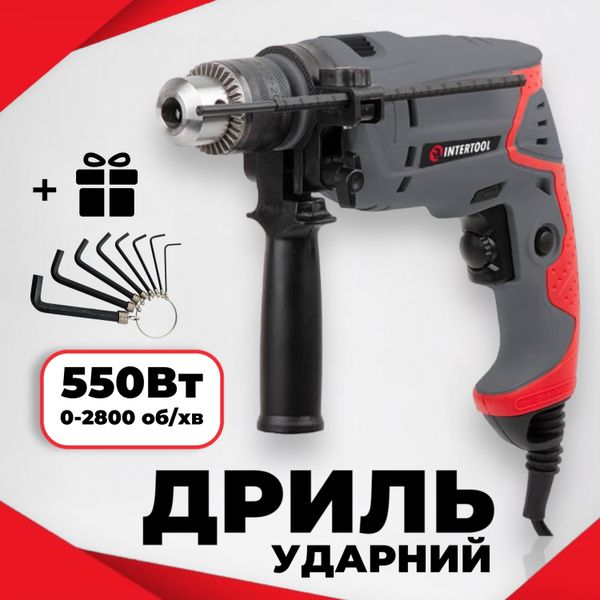 Impact drill INTERTOOL DT-0107 550 W electric drill electric drill powerful network silent two-speed for home DRM-INRT-DTS-0107E photo