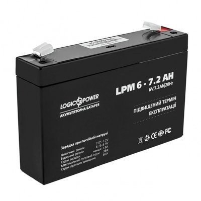 Акумулятор свинцево-кислотний LogicPower AK-LP3859 6V7,2Ah (7,2 А*г) AK-LP3859 фото
