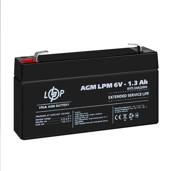 Акумулятор AGM LPM 6V - 1.3 Ah 4157 фото