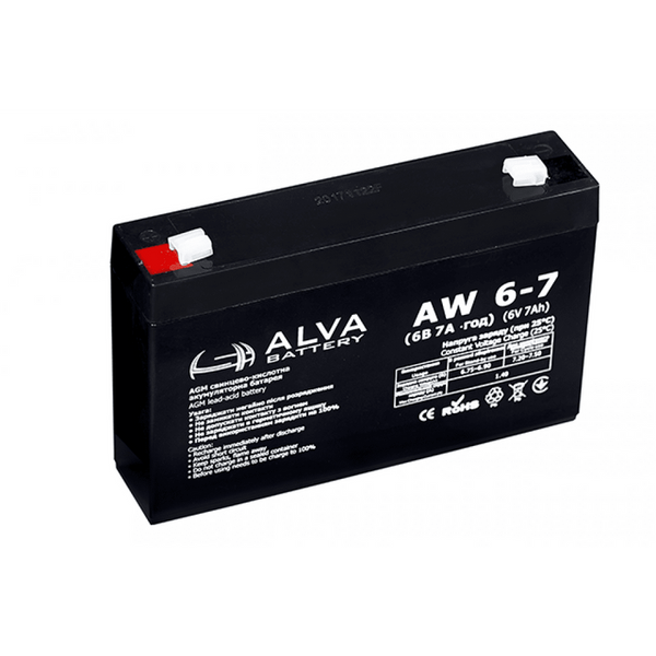 Акумулятор свинцево-кислотний Alva AW 6V-7Ah (7 А*год) BT-AW6-7 фото