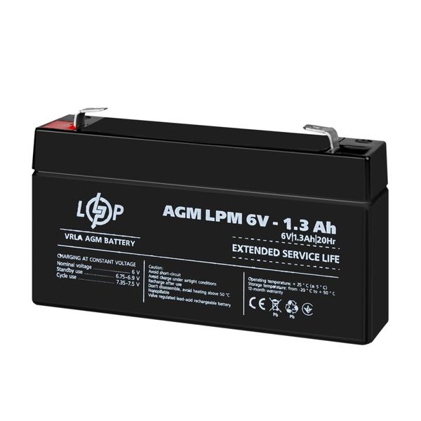 Акумулятор AGM LPM 6V - 1.3 Ah 4157 фото