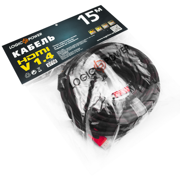 Кабель HDMI-HDMI Ver 1.4 для 3D 15 м (дод. обплетення) lp_2770 фото