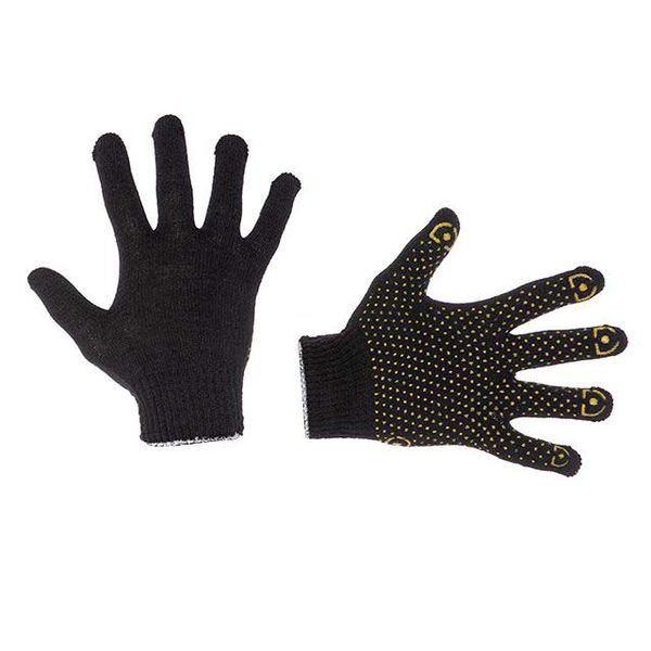 Gloves knitted cotton polyester with PVC dot color black INTERTOOL SP-0138 PTR-IT-SP-0138 photo