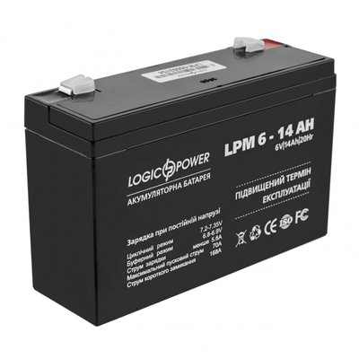 Акумулятор свинцево-кислотний LogicPower AK-LP4160 6V14Ah (14 А*г) AK-LP4160 фото