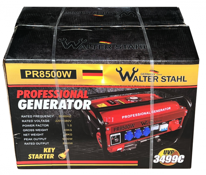 Генератор бензиновий Walter Stahl PR8500W (ном 2,5 КВт, макс 3,75 кВА) PR-8500-W фото