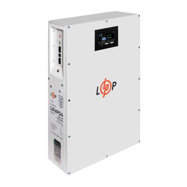 Акумулятор LP LiFePO4 51,2V - 100 Ah (5120Wh) (BMS 100A/50А) метал LCD Smart RS485/CAN JK настінний lp_37733 фото
