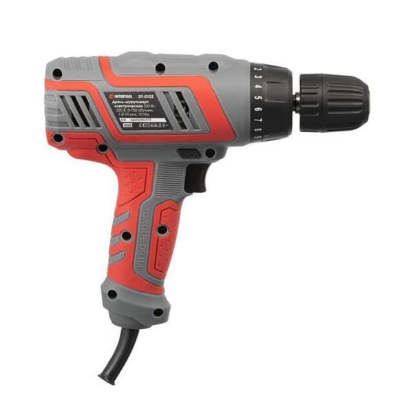 Дриль-шурупокрут електричний 320 Вт, 10 Нм, 220 В, 0-750 об/хв., 0.8-10 мм INTERTOOL DT-0103 DT-0103 фото