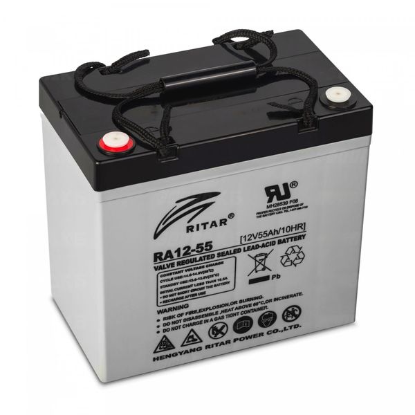 Accumulator RITAR RA12-55 12V 55 ampere AGM battery for home uninterruptible power supply of inverters lead-acid for uninterrupted power supply to an electric scooter RA12-55 photo