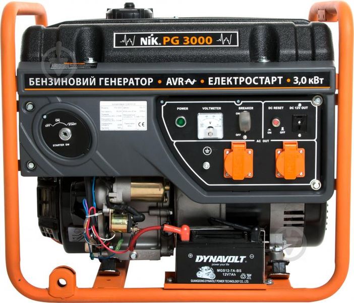 Генератор бензиновий NIK PG3000 (ном 2,6 кВт, макс 3,75 кВА) NIK-PG-3000 фото