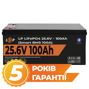 Акумулятор LP LiFePO4 24V (25,6V) - 100 Ah (2560Wh) (Smart BMS 100А) з BT пластик lp_20200 фото