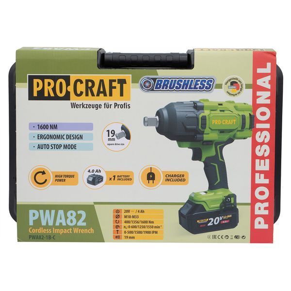Аккумуляторный гайковерт Procraft PWA82 Кейс (с 1 АКБ и ЗУ) Procraft_030082 фото