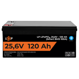 Аккумулятор LP LiFePO4 25,6V - 120 Ah (3072Wh) (Smart BMS 100А) с BT пластик для ИБП lp_22424 фото