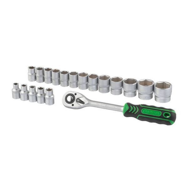 Набор головок 1/2",&nbsp;8-32 мм, рукоятка с храповым механизмом, 19 ед. INTERTOOL ET-6019 ET-6019 фото