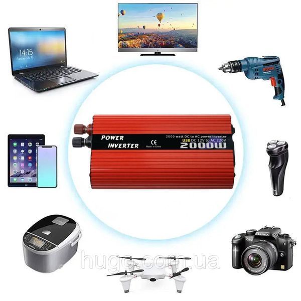 Преобразователь напряжения 12V-220V, 2000W, с USB, WimpeX WX / Автомобильный инвертор постоянного тока 234573625 фото