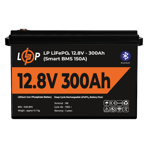 Акумулятор LP LiFePO4 12,8V - 300 Ah (3840Wh) (Smart BMS 200А) з BT пластик lp_30383 фото