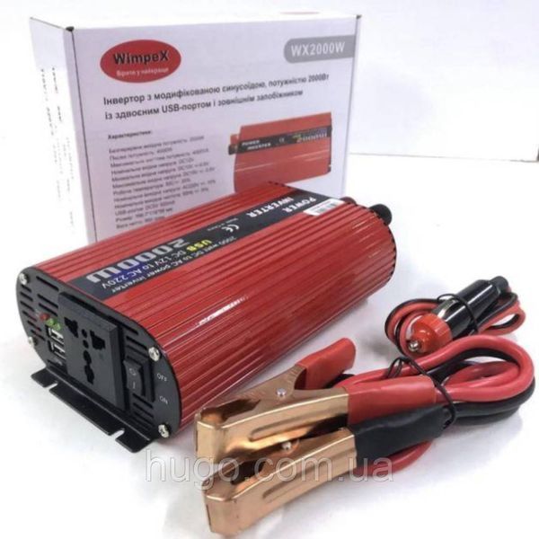 Преобразователь напряжения 12V-220V, 2000W, с USB, WimpeX WX / Автомобильный инвертор постоянного тока 234573625 фото