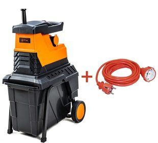 Садовий подрібнювач гілок GTM MS2800/45 KIT, гілки до 45мм, фреза, контейнер 55л + подовжувач 10м 3*1,5 83872 фото