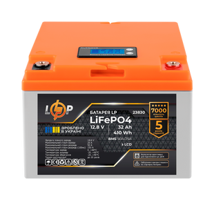 Акумулятор LP LiFePO4 12,8V - 32 Ah (410Wh) (BMS 50А/25A) пластик LCD для ДБЖ lp_23830 фото