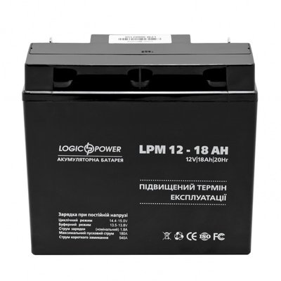 Акумулятор свинцево-кислотний LogicPower AK-LP4133 12V18Ah (18 А*г) AK-LP4133 фото