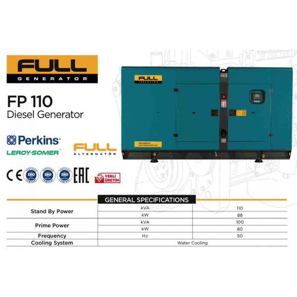 Генератор дизельный Full FP 110 (ном 80 кВт, макс 11 кВА) DG-FLP-FP110-AVR фото