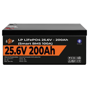 Акумулятор LP LiFePO4 24V (25,6V) - 200 Ah (5120Wh) (Smart BMS 100А) з BT пластик lp_20201 фото
