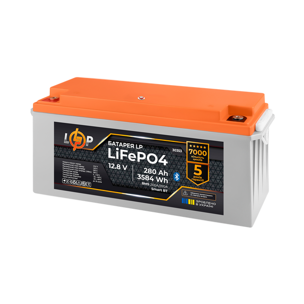 Аккумулятор LP LiFePO4 12,8V - 280 Ah (3584Wh) (BMS 200A/100А) пластик Smart BT lp_30353 фото