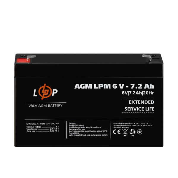 Акумулятор AGM LPM 6V - 7.2 Ah lp_3859 фото