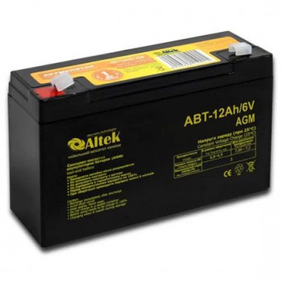 Аккумулятор свинцово-кислотный Altek A12-6-AGM 6V12Ah (12 А*ч) BT-ABT-12-6-AGM фото