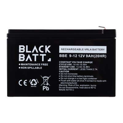 Аккумулятор гелевый Blackbatt BB 09 12V/9Ah AG-BLB-BB-09-12-9 фото