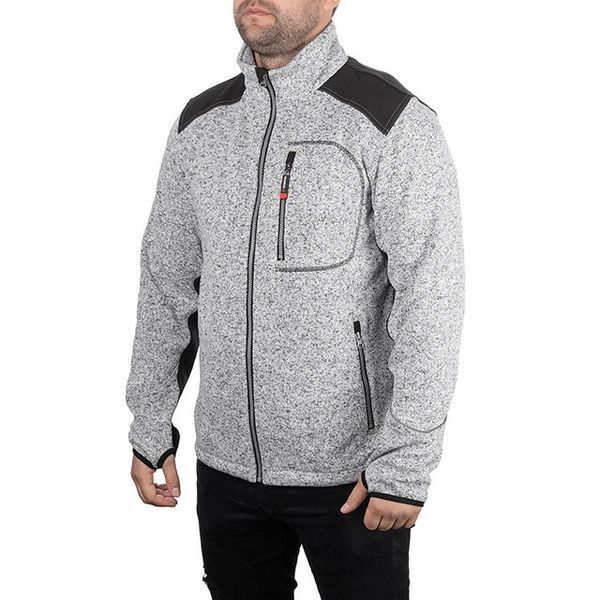 Куртка вязанная SOFTSHELL, серого цвета с черными вставками, ткань 100% полиэстер 270G, с карманом на груди и двумя боковыми, XXL INTERTOOL SP-3115 SP-3115 фото
