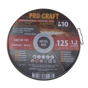 Диск отрезной Procraft CD125x1.2b 125 мм 1,2 мм 22,2 мм 10 шт/уп Procraft_012513 фото