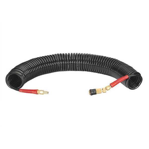 Шланг BLACK M-Flex STORM, 15 м, 6,5*10 мм, спіральний поліуретановий з поворотним шарніром, латунними швидкороз'ємними з'єднаннями INTERTOOL PT-1794 PT-1794 фото