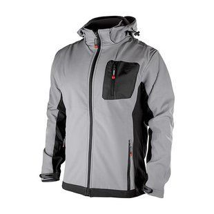 Куртка SOFTSHELL, світла сіро-чорна, з капюшоном, тришарова, тканина стрейч 300GSM 100D, з водо- і вітрозахистом, XXXL INTERTOOL SP-3126 SP-3126 фото