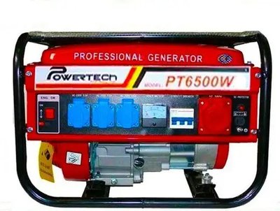 Генератор бензиновий Powertech 3-х фазний PT6500W (4,5 кв) GB-PT-PT-6500 фото