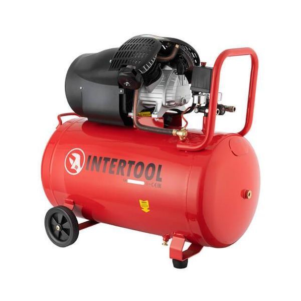 Компрессор 100 л, 2,23 кВт, 220 В, 10 атм, 354 л/мин, 2 цилиндра INTERTOOL PT-0005 PT-0005 фото