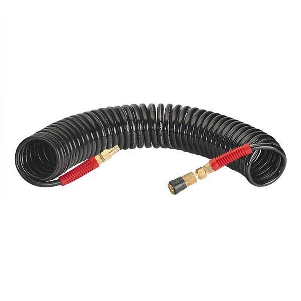 Шланг BLACK M-Flex STORM, 10 м, 8*12 мм, спіральний поліуретановий з поворотним шарніром, латунними швидкороз'ємними з'єднаннями INTERTOOL PT-1796 PT-1796 фото