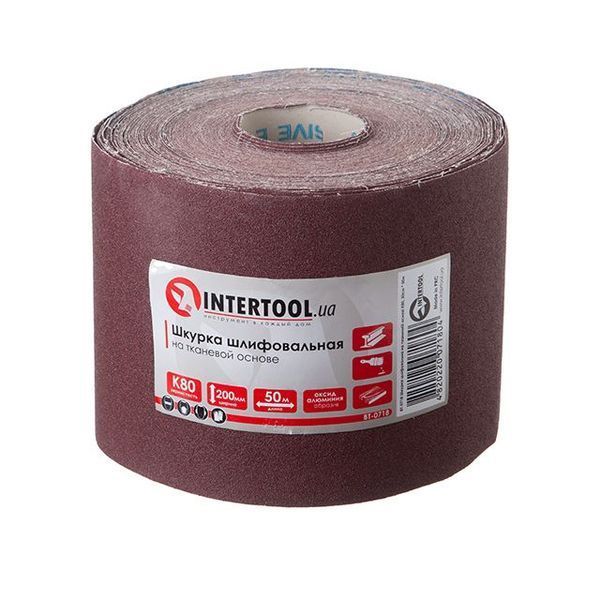 Шкірка шліфувальна на тканинній основі К80, 50 м INTERTOOL BT-0718 BT-0718 фото