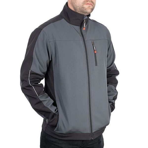 Куртка SOFTSHELL, темна сіро-чорна, тришарова, тканина стрейч 300GSM 100D, з водо- і&nbsp;вітрозахистом, S INTERTOOL SP-3131 SP-3131 фото