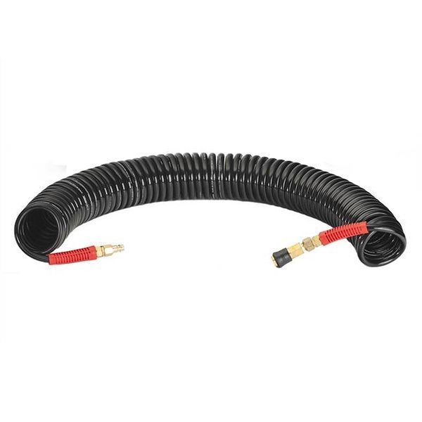 Шланг BLACK M-Flex STORM, 15 м, 8*12 мм, спиральный полиуретановый c поворотным шарниром, латунными быстроразъемными соединениями INTERTOOL PT-1797 PT-1797 фото