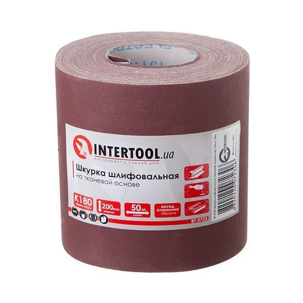 Шкірка шліфувальна на тканинній основі К180, 50 м INTERTOOL BT-0723 BT-0723 фото