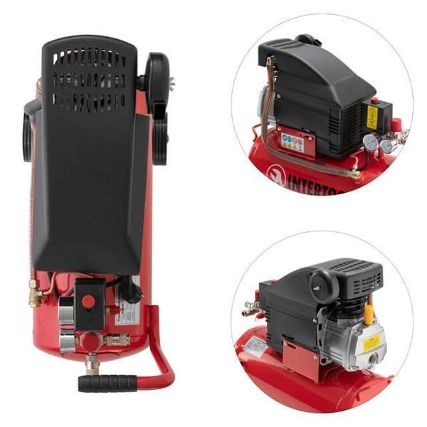 Компрессор 24 л, 1,5 кВт, 220 В, 8 атм, 206 л/мин INTERTOOL PT-0010 PT-0010 фото