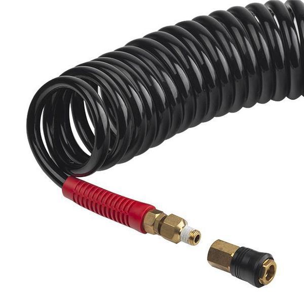 Шланг BLACK M-Flex STORM, 20 м, 8*12 мм, спиральный полиуретановый c поворотным шарниром, латунными быстроразъемными соединениями INTERTOOL PT-1798 PT-1798 фото
