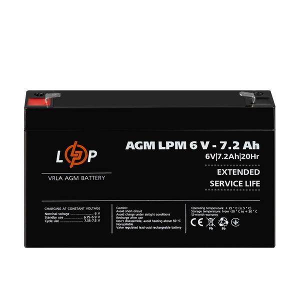 Акумулятор AGM LPM 6V - 7.2 Ah 3859 фото