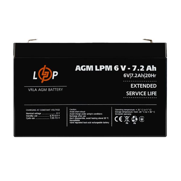 Акумулятор AGM LPM 6V - 7.2 Ah 3859 фото